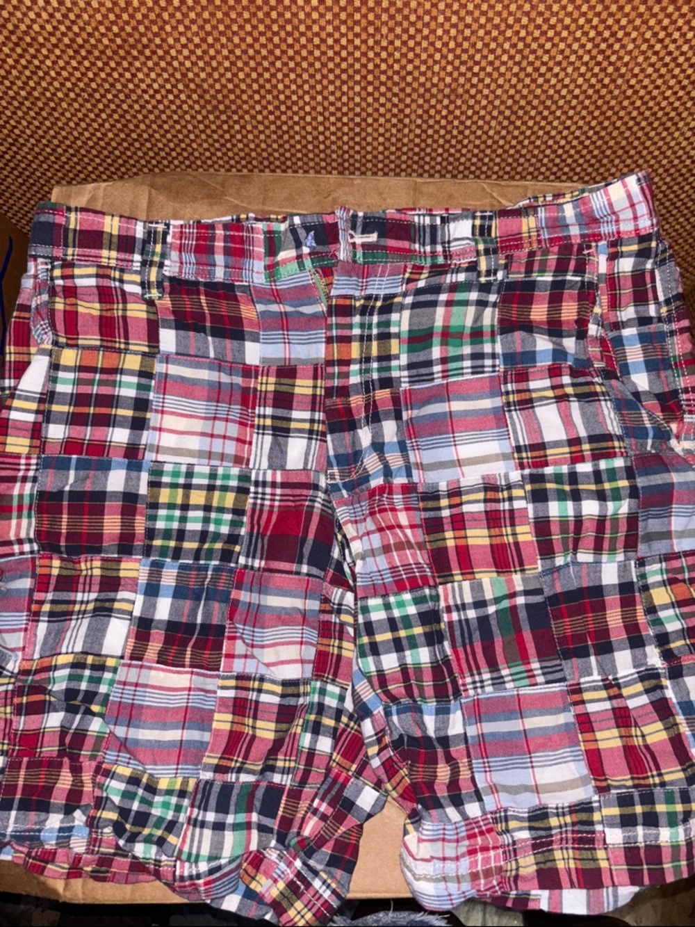 Patchwork Plaid Cotton Shorts - Multicolor